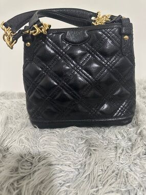 Brahmin Black Quilted Leather Shoulder Bag with Gold Hardware